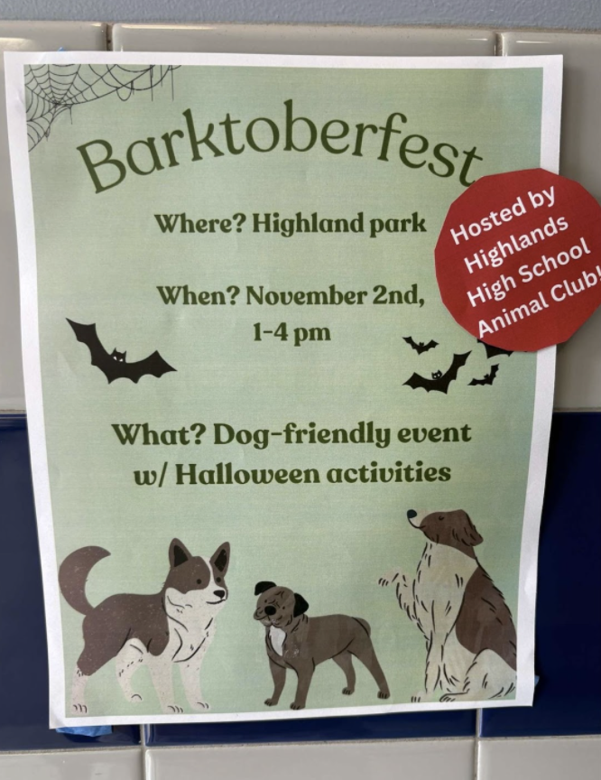 Poster advertising Barktoberfest for students around HHS. 